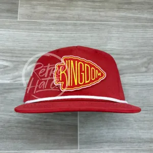 Kansas City Chiefs Kingdom Patch on Red Retro Hat w/White Rope