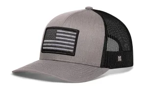 American Flag Trucker Hat  |  Gray Black USA Tactical Snapback