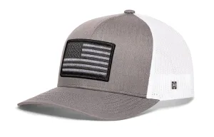 American Flag Trucker Hat  |  Gray White USA Tactical Snapback