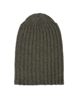 Cashmere Alex Rib Beanie in Army