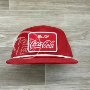 Coke (Coca-Cola) Patch on Red Retro Hat w/White Rope