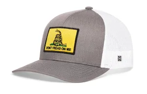 Dont Tread on Me Trucker Hat  |  Gray White Gadsden Flag Snapback