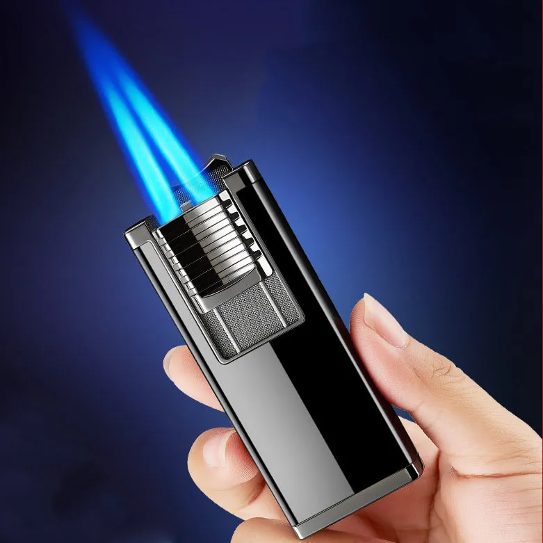 Double Burner Refillable Butane Windproof Double Jet Torch Lighter