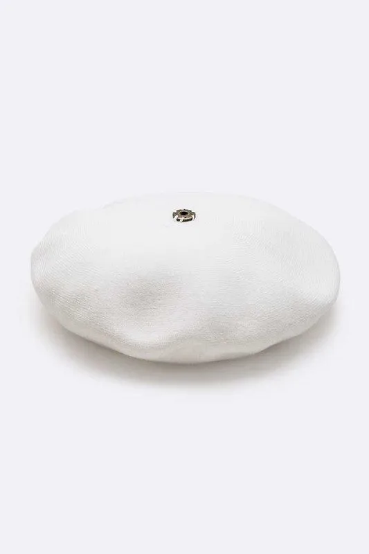 Genuine Fur Pom Cashmere Beret