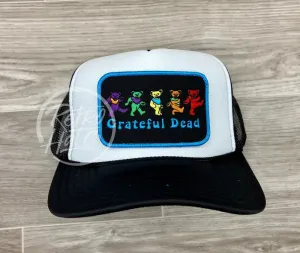 Grateful Dead 5 Bears on White/Black Meshback Trucker Hat