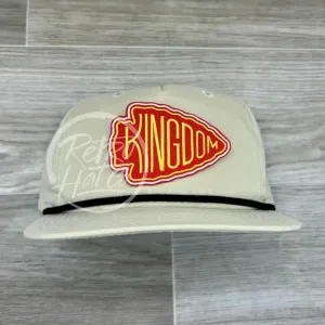 Kansas City Chiefs Kingdom Patch on Beige Retro Hat w/Black Rope