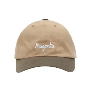 Magenta Brush Dad Hat - Khaki