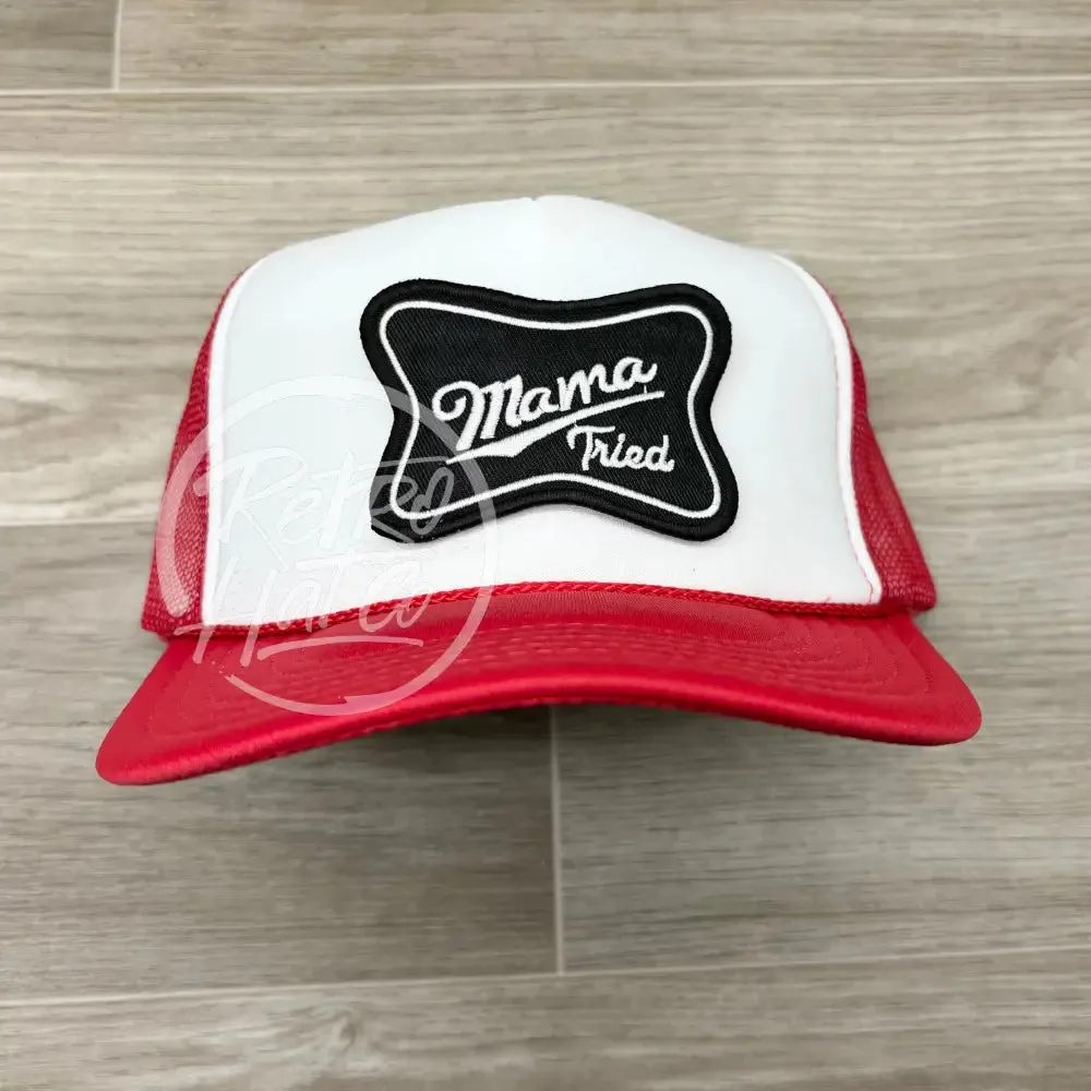 Mama Tried Patch on Red/White Meshback Trucker Hat