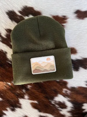 Mountain Scene Print Stitch Beanie |  Perfect Gift for Adventure Seeking Ladies and Fellas | Unique Christmas Gift | Mountain Sunrise