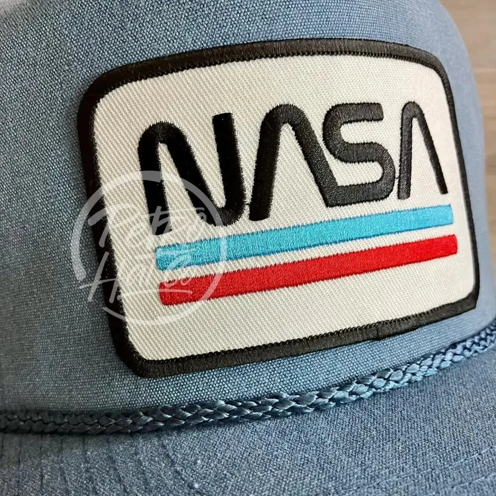 NASA (Underline) Patch on Sky Stonewashed Rope Hat