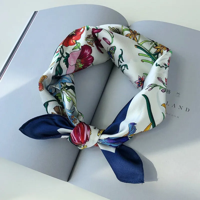 Pre Order:  Floral Contrast Trim Silk Scarf