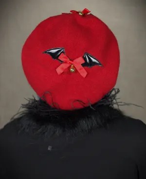 Red Bat wing Bell Beret