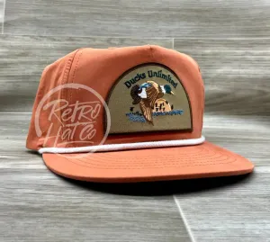 Retro Ducks Unlimited on Orange Poly Rope Hat