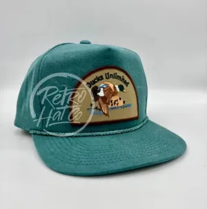 Retro Ducks Unlimited on Teal Stonewashed Retro Rope Hat