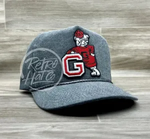 Retro Georgia Bulldogs Patch on Stonewashed Charcoal Retro Rope Hat