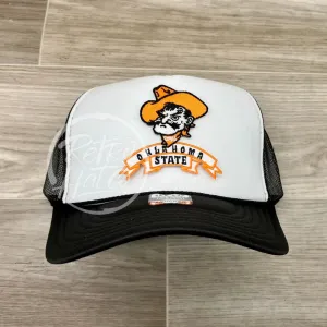 Retro Oklahoma State / Pete / OSU Cowboys on Black/White Meshback Trucker Hat