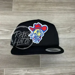 Retro Ole Miss Colonel Reb on Black Classic Rope Hat