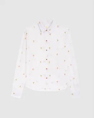 SOUS X HOC "BETWEEN TWO TROPICS" EMBROIDERED SHIRT IN WHITE