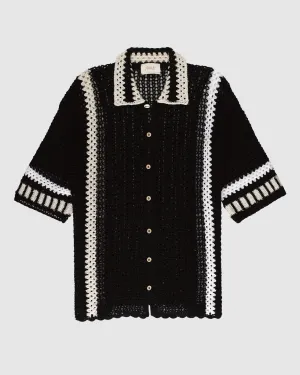 SOUS X HOUSE OF CURATED EXCLUSIVE CROCHET SHIRT IN BLACK