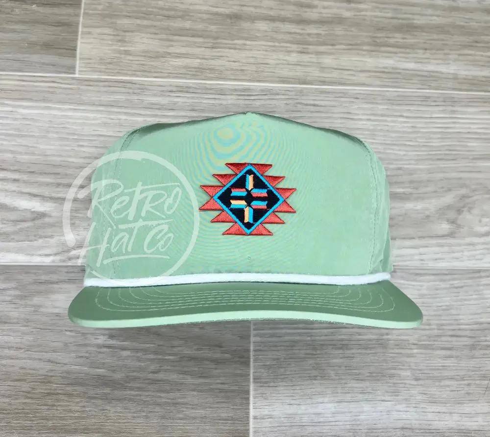 Southwestern / Aztec / Tribal Patch on Green Poly Rope Hat