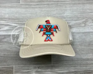 Southwestern / Tribal Thunderbird (Large) Patch on Beige Meshback Trucker Hat