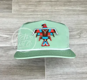 Southwestern / Tribal Thunderbird (Large) Patch on Green Poly Rope Hat