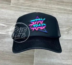 Stay Rad on Black Meshback Trucker Hat