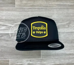 Tequila Helps on Black Classic Rope Hat