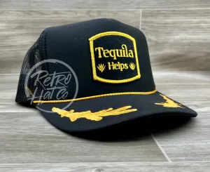 Tequila Helps Patch on Black Meshback Trucker w/Scrambled Eggs