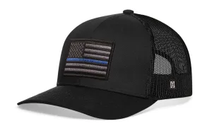 Thin Blue Line Trucker Hat  |  Black Police Tactical Snapback