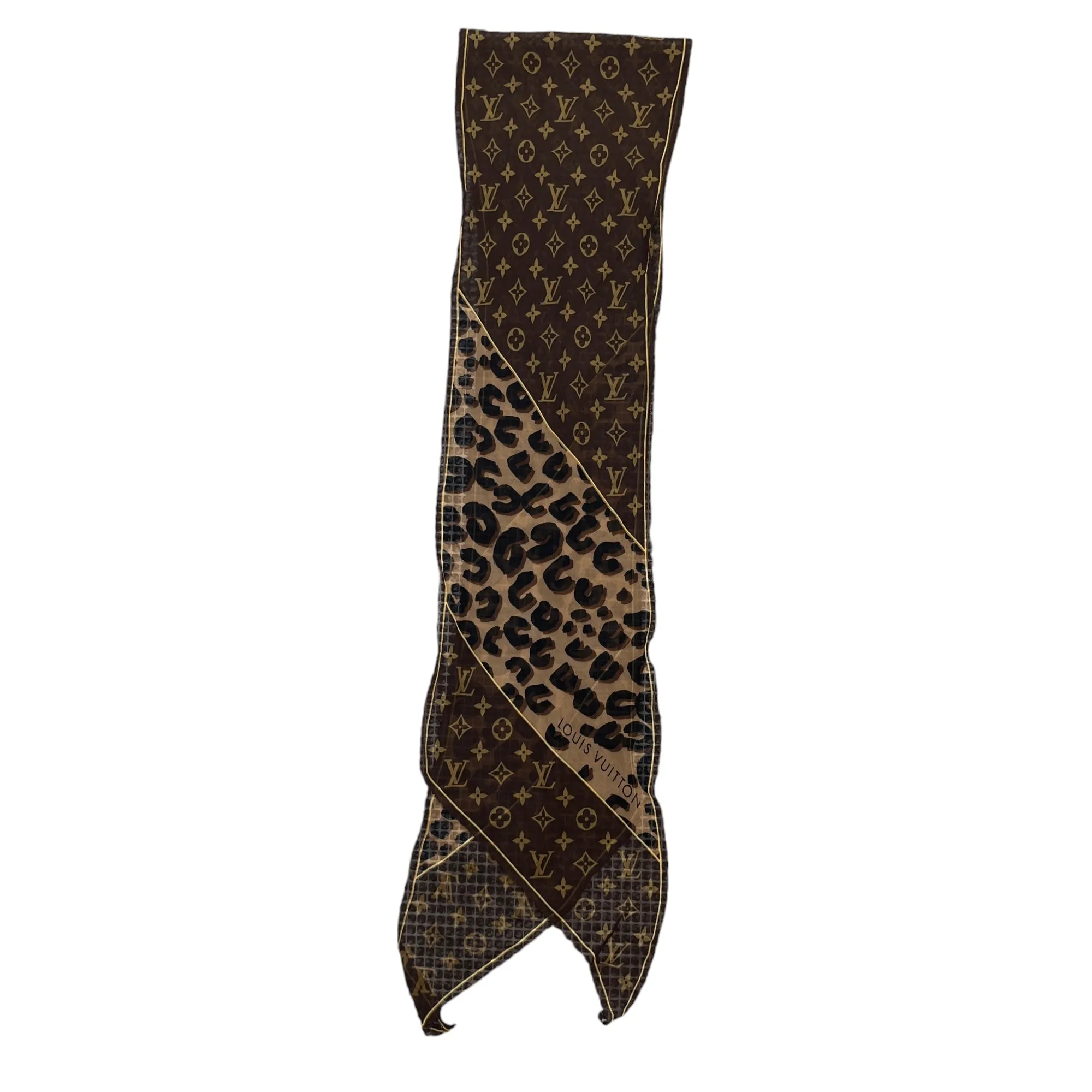 Women's Monogram Leopard Print Scarf Brown